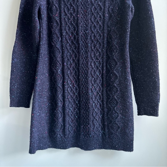 Theory Mayly Fleck Wool Mohair Cable Knit Sweater Dress Purple Fleck Size Large - Picture 8 of 17
